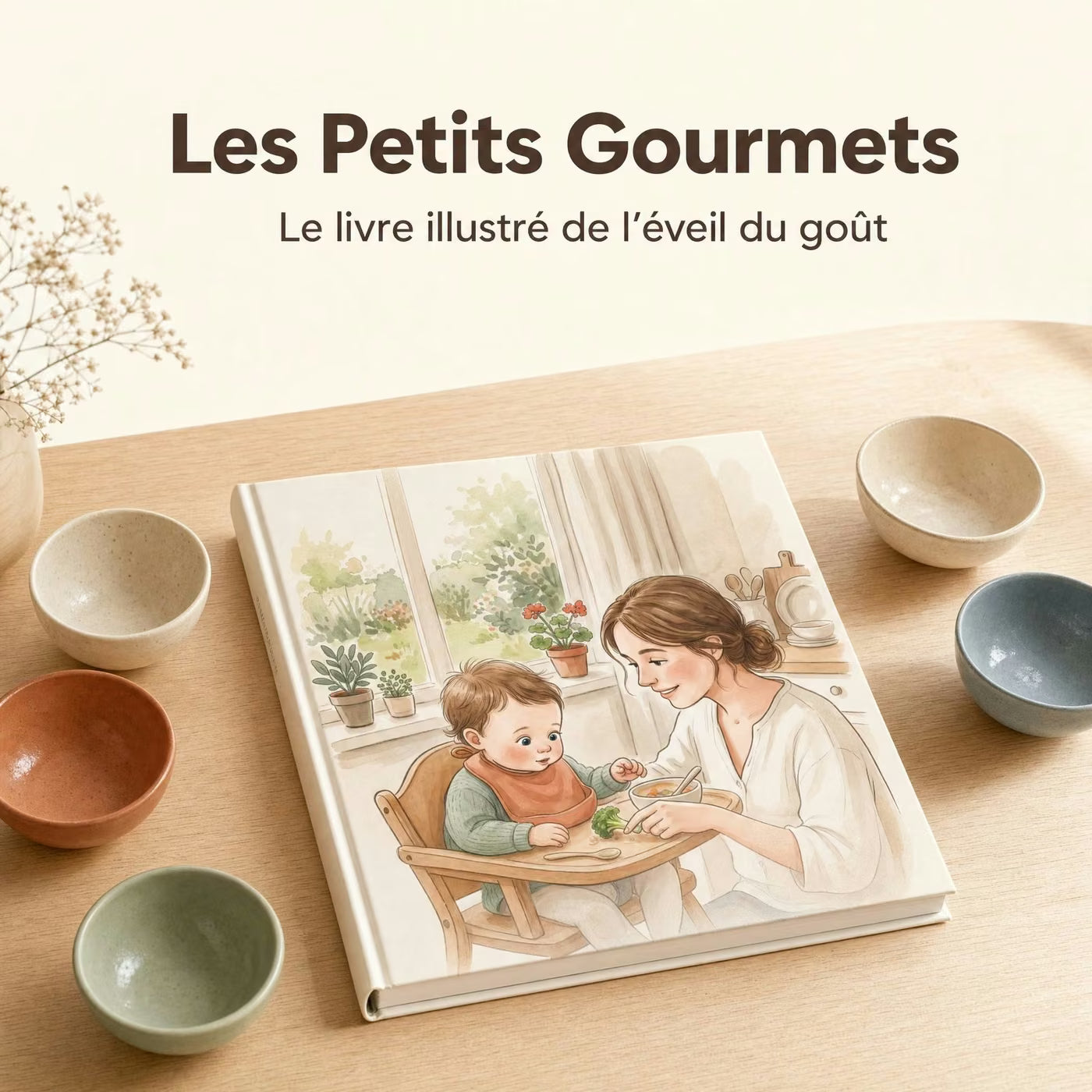 Le livre Les Petits Gourmets posé sur une table de cuisine
