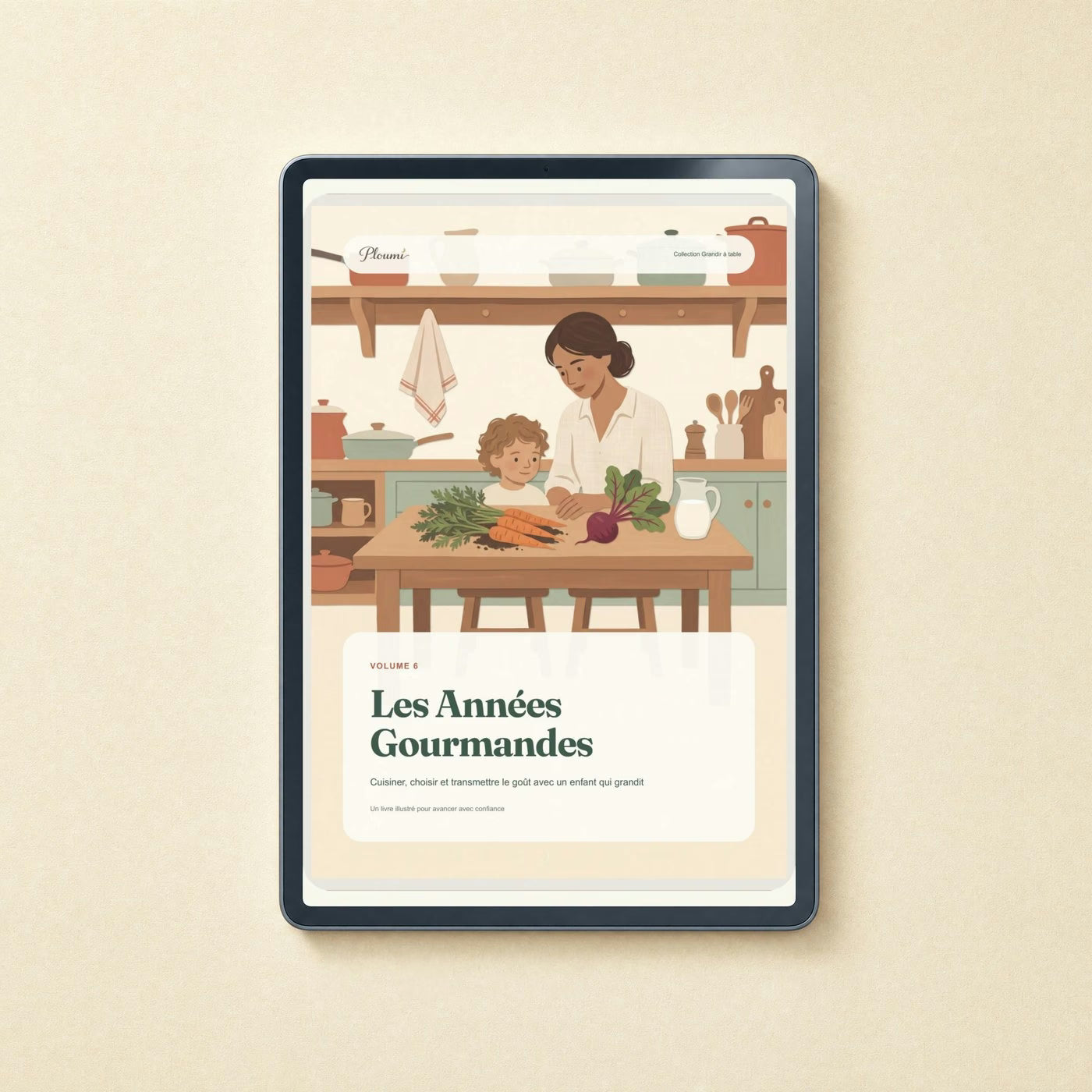 Le volume 6, Les Années Gourmandes, ouvert sur une tablette posée à plat
