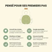Amortit les chutes, sangle ajustable, housse lavable