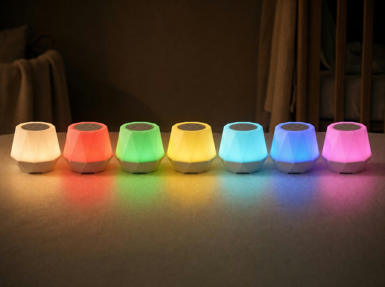 Une lumière douce qui change de couleur (nuit)